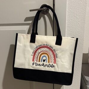 Black and Cream Teacher Tote Bag